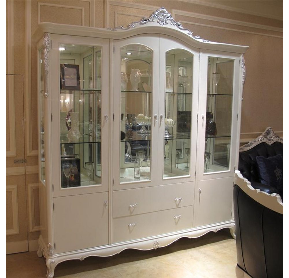 Xlmoebel Vitrine Große Luxus Auslagevitrine mit Glas und antikem Barock-Rokoko-Stil (YB E36 Serie 4 tuerige Vitrine) Hergestellt in Europa von Xlmoebel