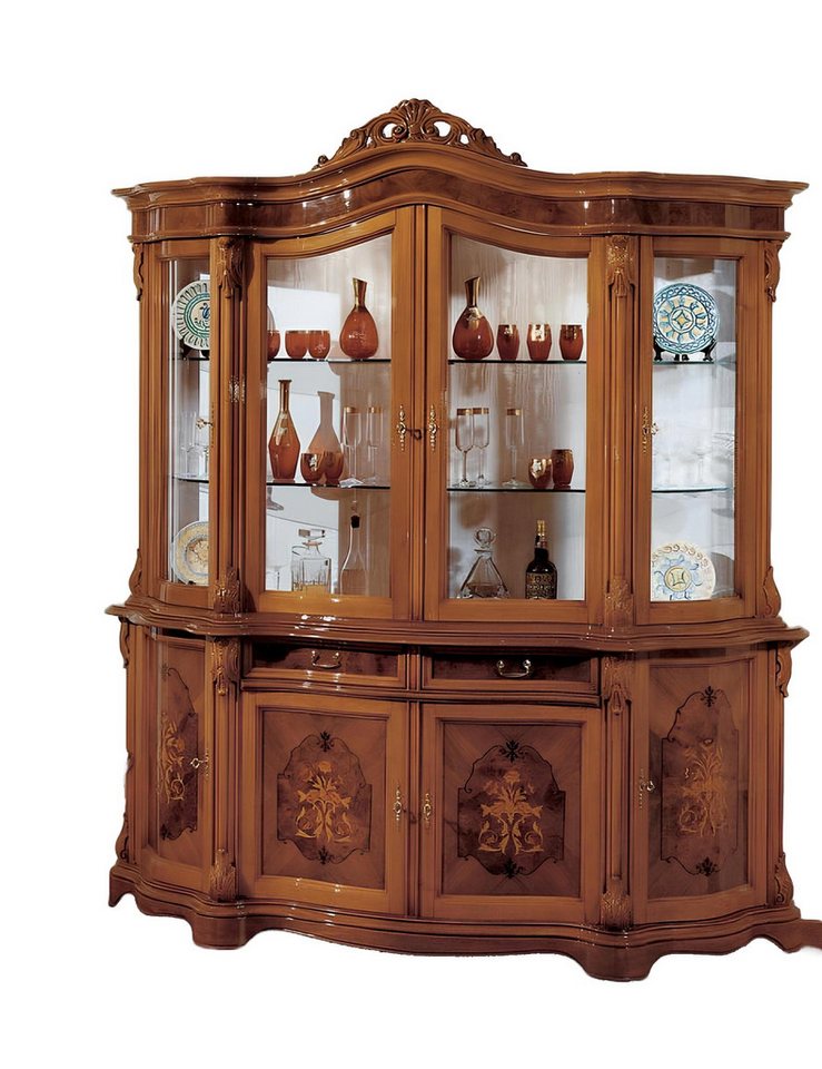 Xlmoebel Vitrine Großer Glaskabinett aus Echtholz Vitrine Buffet Italienische Möbel (1-St., Vitrine) Hergestellt in Europa von Xlmoebel