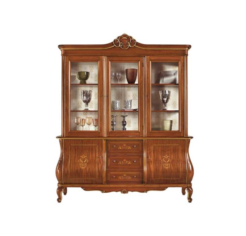 Xlmoebel Anrichte Großer italienischer Möbel-Vitrinenschrank für das Wohnzimmer. (1 St., Vitrine), Hergestellt in Europa von Xlmoebel