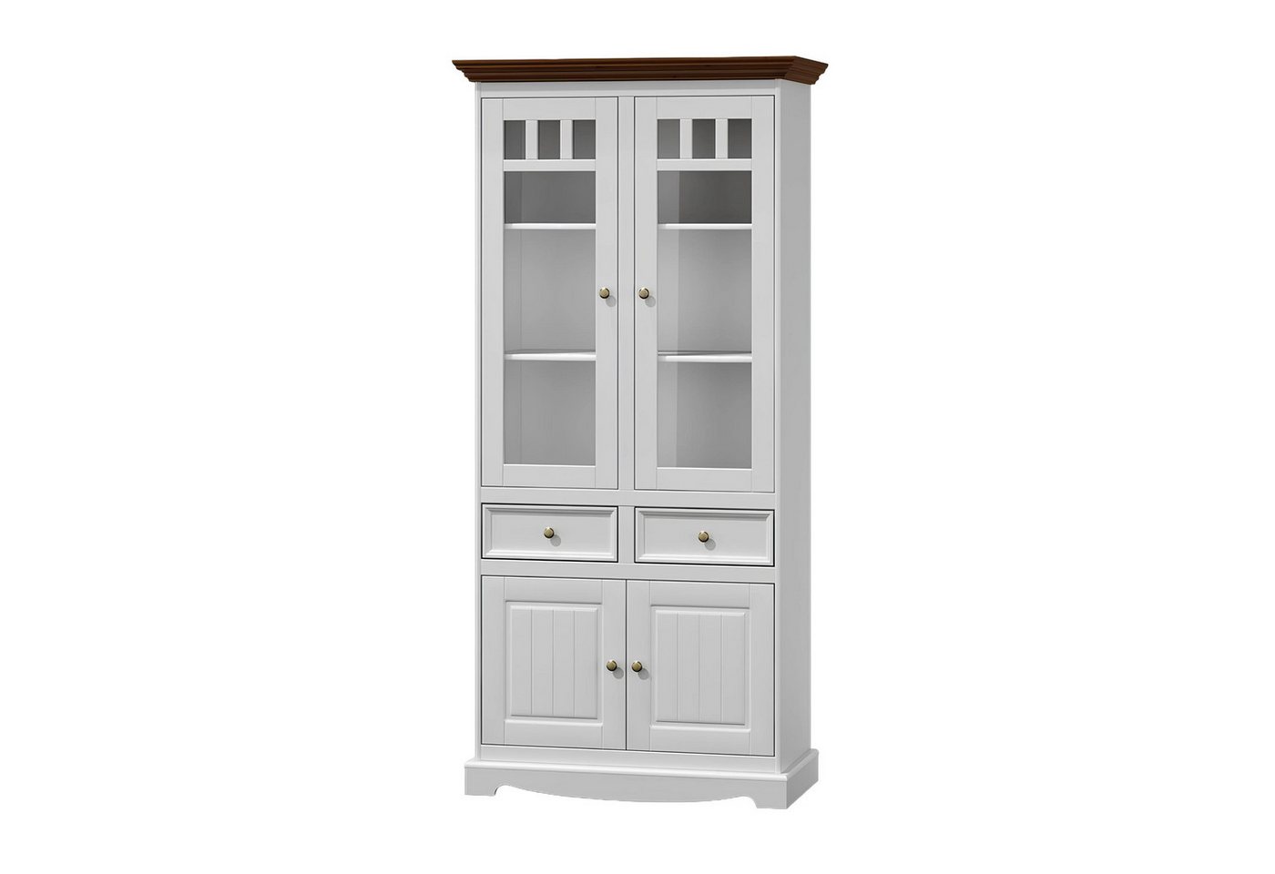 Xlmoebel Vitrine Klassischer Eck-Glasvitrinenschrank aus Holz mit traditionellem Design (Vitrine) Hergestellt in Europa von Xlmoebel
