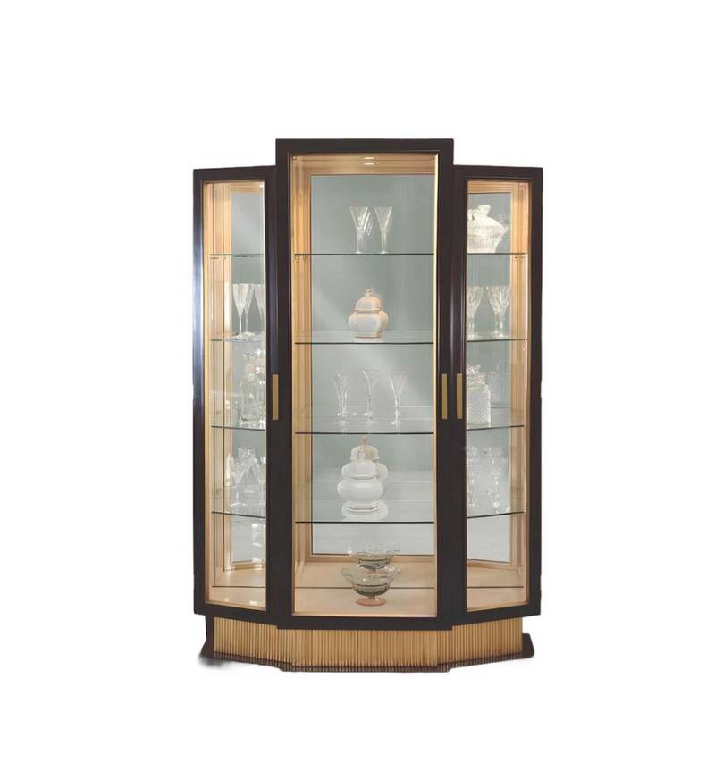 Xlmoebel Vitrine Luxuriöser Holzschrank für das Wohnzimmer in Schwarz und Gold (1-St., Vitrine) Hergestellt in Europa von Xlmoebel