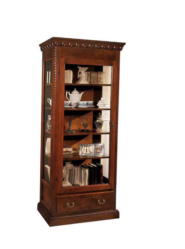 Xlmoebel Vitrine Massiver Holz-Vitrinenschrank aus Glas - Echtholz-Anrichte für (1-St., Vitrine) Hergestellt in Europa von Xlmoebel