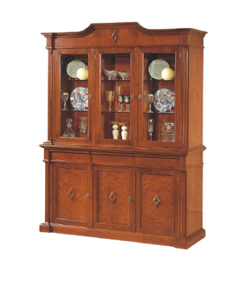 Xlmoebel Anrichte Möbelvitrine mit Glasfront aus Holz - Italienisches Design (1 St., Vitrine), Hergestellt in Europa von Xlmoebel