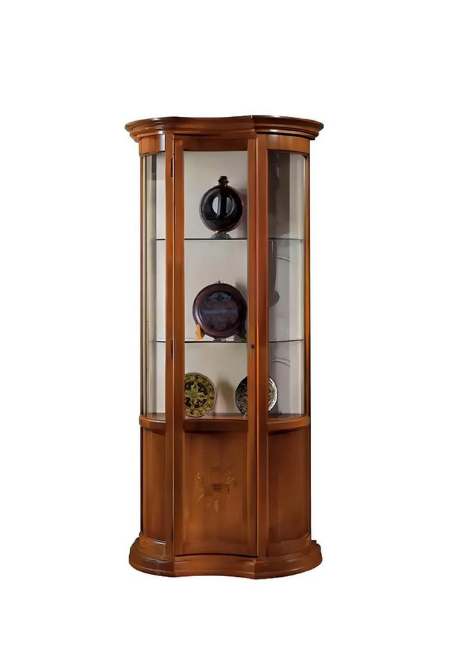 Xlmoebel Vitrine Neu Luxus Glas Design Möbel Vitrine Anrichte in Braun Holzoptik (1-St., Vitrine) Hergestellt in Europa von Xlmoebel