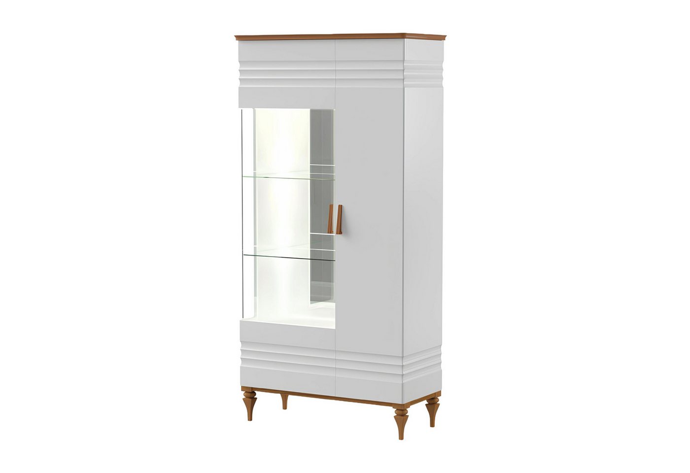 Xlmoebel Vitrine Traditionelle Glasvitrine Kommoden Vitrinen Schrank Glasregal TO-W2 (Model Torino TO-W2) Hergestellt in Europa von Xlmoebel