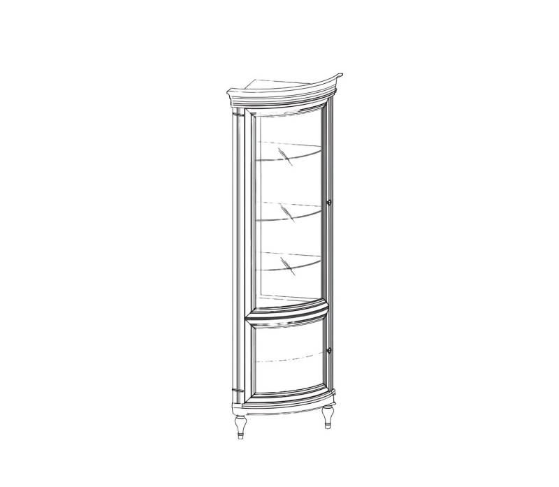Xlmoebel Vitrine Traditionelle Glasvitrine mit Schubladen und Regalen für Bücher (Model Florenz FL-WN) Hergestellt in Europa von Xlmoebel