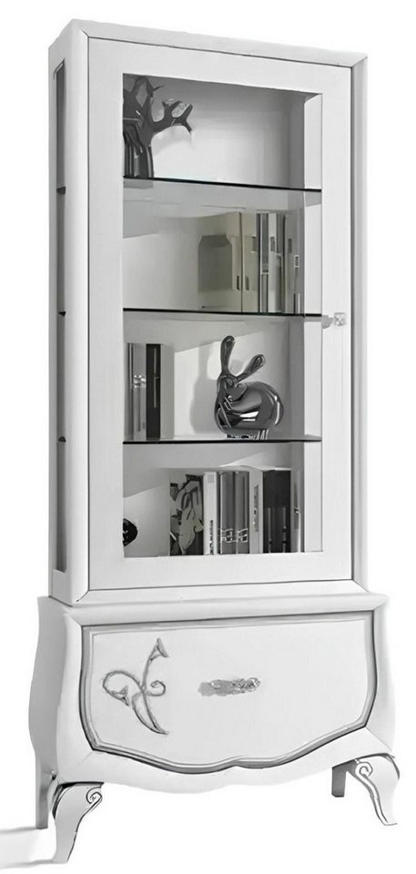 Xlmoebel Vitrine Weiße Holzvitrine Anrichte Schrank Möbel mit Kommoden (1-St., Vitrine) Hergestellt in Europa von Xlmoebel