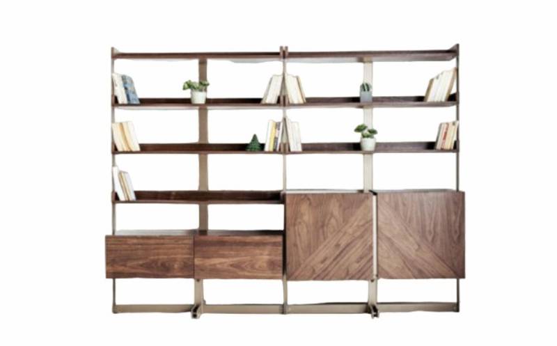 Xlmoebel Bücherregal Zeitgemäße Vitrine Wohnmöbel Regal Stehregal Massivholz Möbel Braun, 2-tlg., Hergestellt in Europa von Xlmoebel