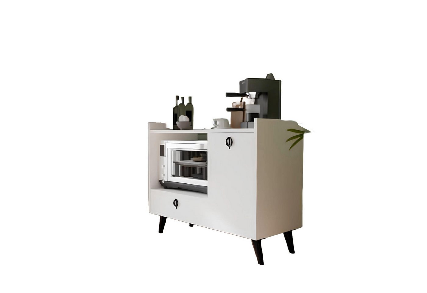 Xlmoebel Vorratsschrank Rollender Beistellwagen für die Kaffeestation in der Küche - perfekt (Kaffeeschrank) Hergestellt in Europa von Xlmoebel