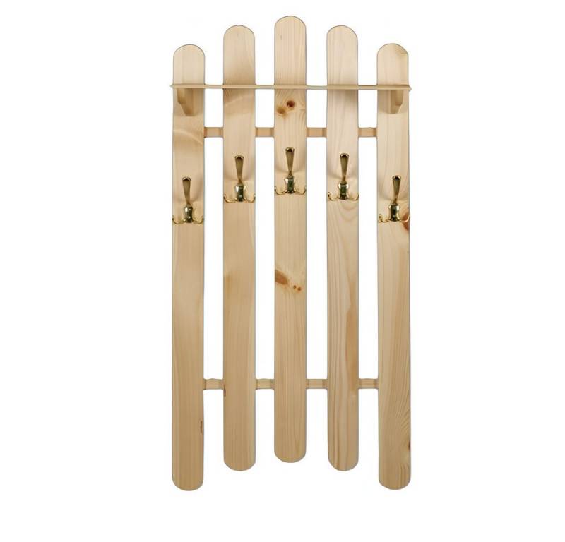 Xlmoebel Wandgarderobe Kiefernholz Wandgarderobe mit 5 handgefertigten Haken (1 St., Wandgarderobe), Hergestellt in Europa von Xlmoebel