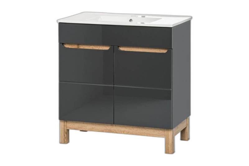 Xlmoebel Waschbeckenunterschrank Grau Badezimmerwaschplatz mit Unterbau Edle Spülbecken (1-St., Waschbeckenunterschrank) Hergestellt in Europa von Xlmoebel
