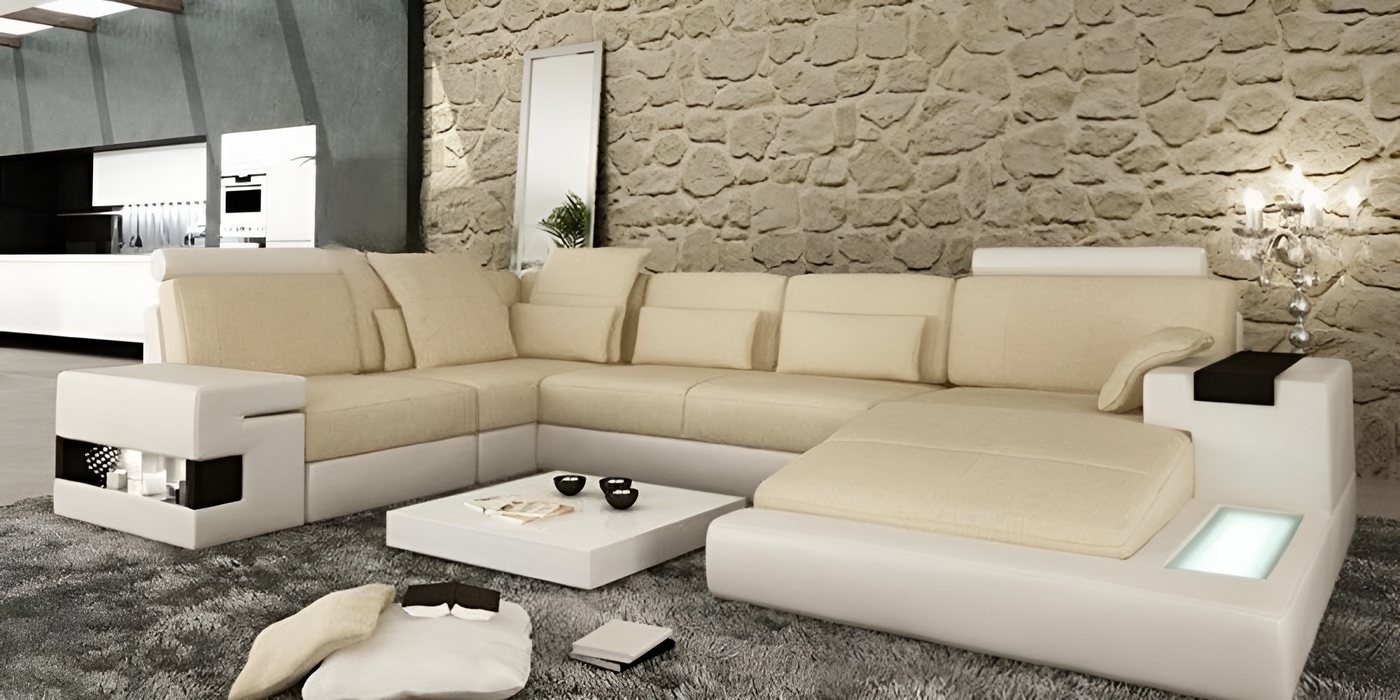 Xlmoebel Wohnlandschaft Großes Ledermöbel mit modernem Design für das Wohnzimmer, Hergestellt in Europa von Xlmoebel