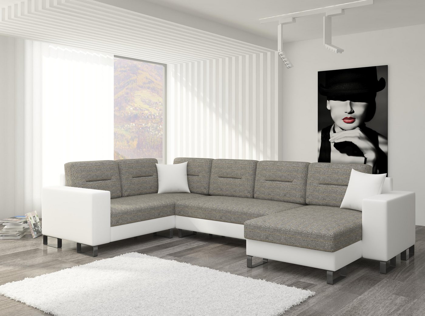 Xlmoebel Wohnlandschaft Großes Schlafsofa mit Bettfunktion und Polsterung – modernes Design, Hergestellt in Europa Xlmoebel Wohnlandschaft Großes Schlafsofa mit Bettfunktion und Polsterung – modernes Design, Hergestellt in Europa von Xlmoebel