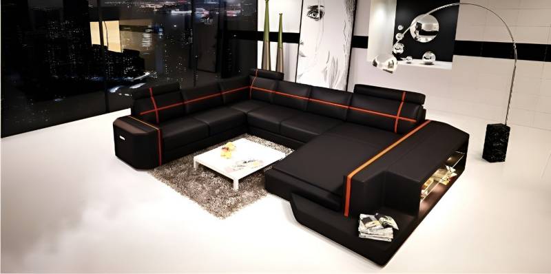 Xlmoebel Wohnlandschaft Großzügige U-Form Couch Leder Sofa Garnitur mit Polster PHM108, Hergestellt in Europa von Xlmoebel