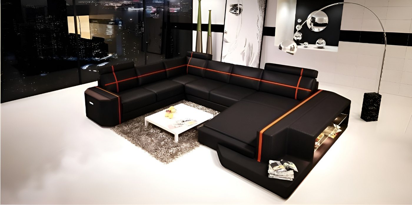 Xlmoebel Wohnlandschaft Großzügige U-Form Couch Leder Sofa Garnitur mit Polster PHM108, Hergestellt in Europa Xlmoebel Wohnlandschaft Großzügige U-Form Couch Leder Sofa Garnitur mit Polster PHM108, Hergestellt in Europa von Xlmoebel