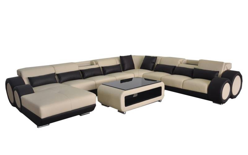 Xlmoebel Wohnlandschaft Ledercouch Wohnlandschaft Set Modernes Design Ecksofa U-Form Recamiere, Hergestellt in Europa von Xlmoebel