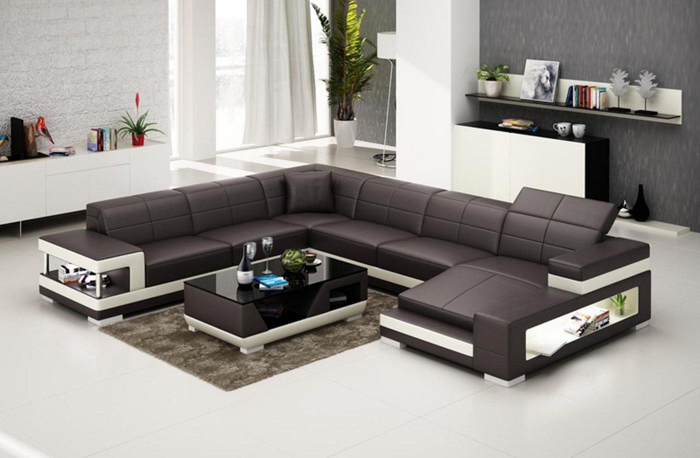 Xlmoebel Wohnlandschaft Ledersofa Eckcouch in modernem Design G8017, Hergestellt in Europa von Xlmoebel