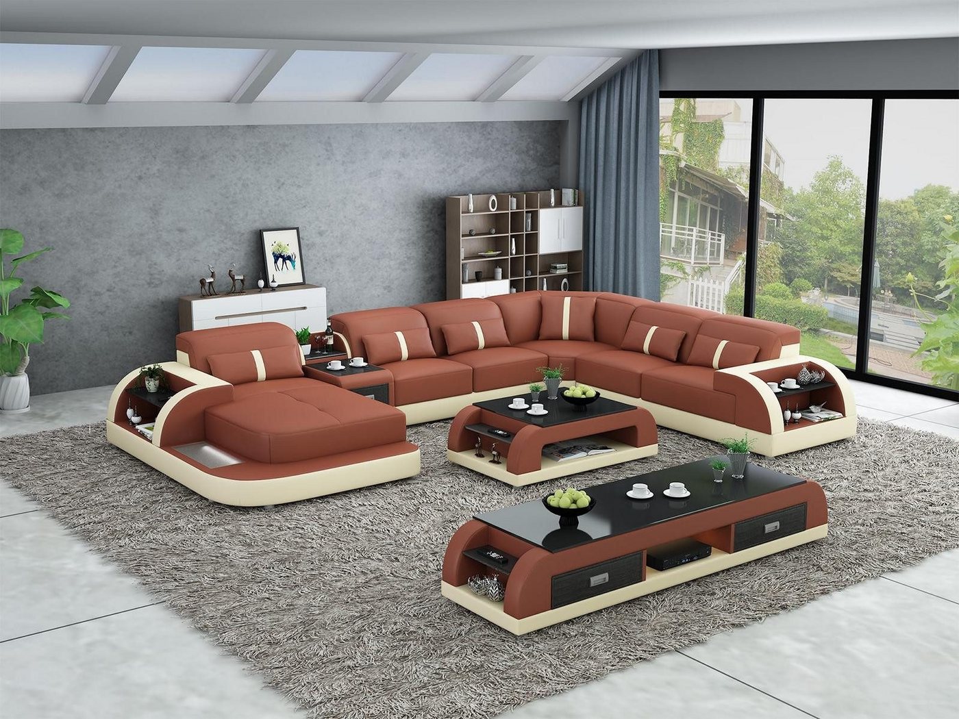 Xlmoebel Wohnlandschaft Luxuriöses Ecksofa aus Leder im Design einer Wohnlandschaft, Hergestellt in Europa von Xlmoebel