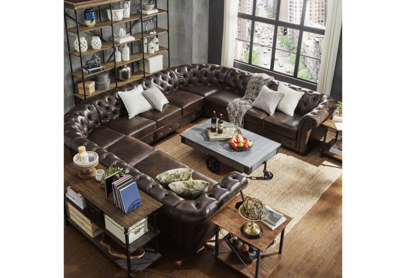 Xlmoebel Wohnlandschaft Luxus Chesterfield Garnitur in U-Form – XXL Ledersofa für Wohnzimmer, Hergestellt in Europa von Xlmoebel