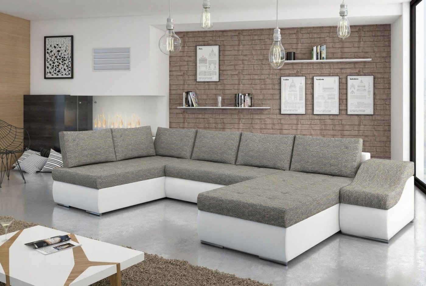 Xlmoebel Wohnlandschaft Modernes U-Form Schlafsofa Polstercouch mit Bettfunktion Design, Hergestellt in Europa von Xlmoebel
