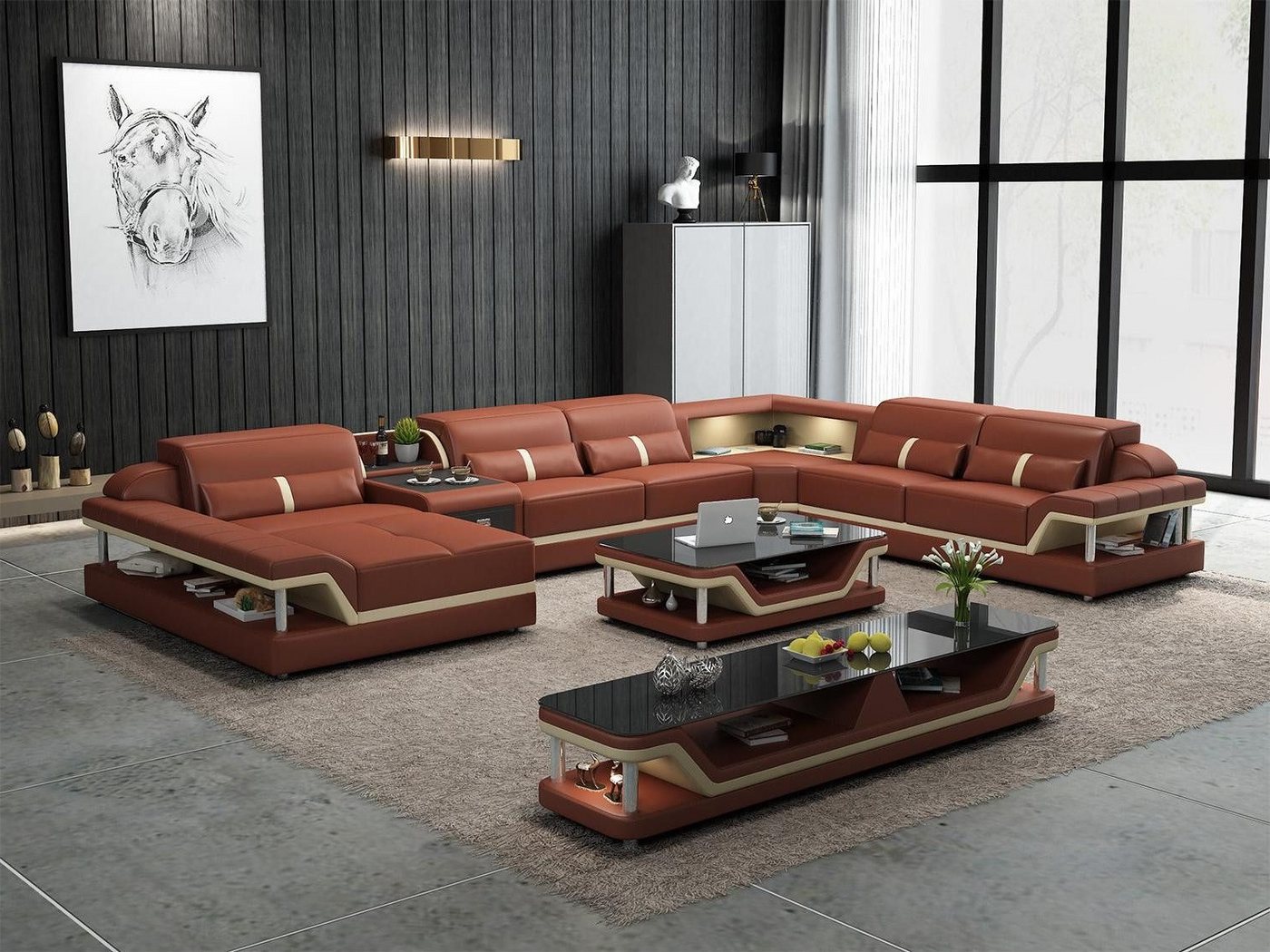 Xlmoebel Wohnlandschaft Neue Designer Wohnlandschaft in U-Form mit USB-Anschluss fürs Sofa, Hergestellt in Europa Xlmoebel Wohnlandschaft Neue Designer Wohnlandschaft in U-Form mit USB-Anschluss fürs Sofa, Hergestellt in Europa von Xlmoebel