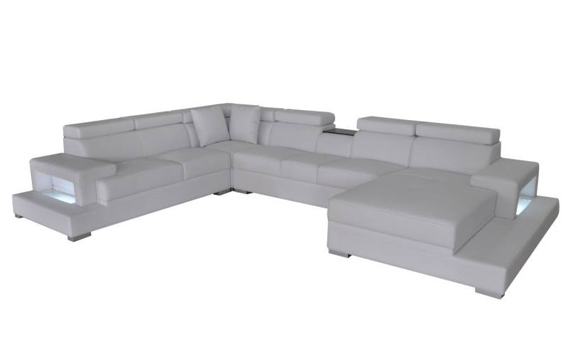 Xlmoebel Wohnlandschaft Neue Polster-Eckcouch mit Ledersofa und USB-Anschluss, Hergestellt in Europa von Xlmoebel