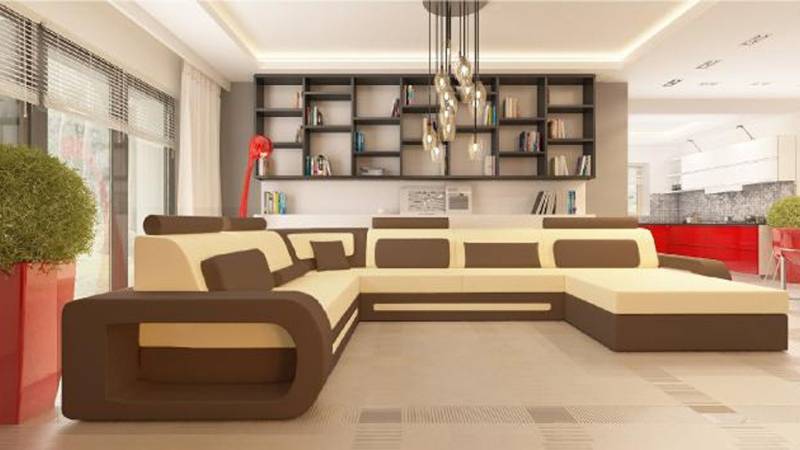 Xlmoebel Wohnlandschaft Sofa aus Leder in Eckform mit Farbauswahl Wohnlandschaft, 1 Teile, Hergestellt in Europa von Xlmoebel