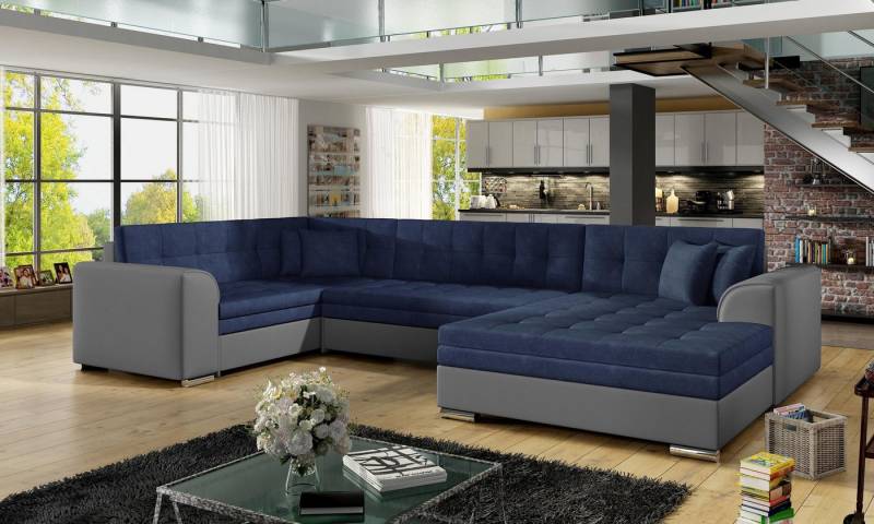 Xlmoebel Wohnlandschaft Sofa mit Bettfunktion – Design Couch in Leder oder Textil, Hergestellt in Europa von Xlmoebel