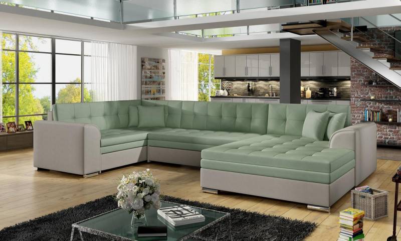 Xlmoebel Wohnlandschaft Sofa mit Bettfunktion – Design Couch in Leder oder Textil, Hergestellt in Europa von Xlmoebel