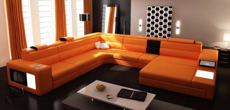 Xlmoebel Wohnlandschaft Sofa mit USB-Anschluss und Eckfunktion in edlem Design aus Leder, Hergestellt in Europa von Xlmoebel