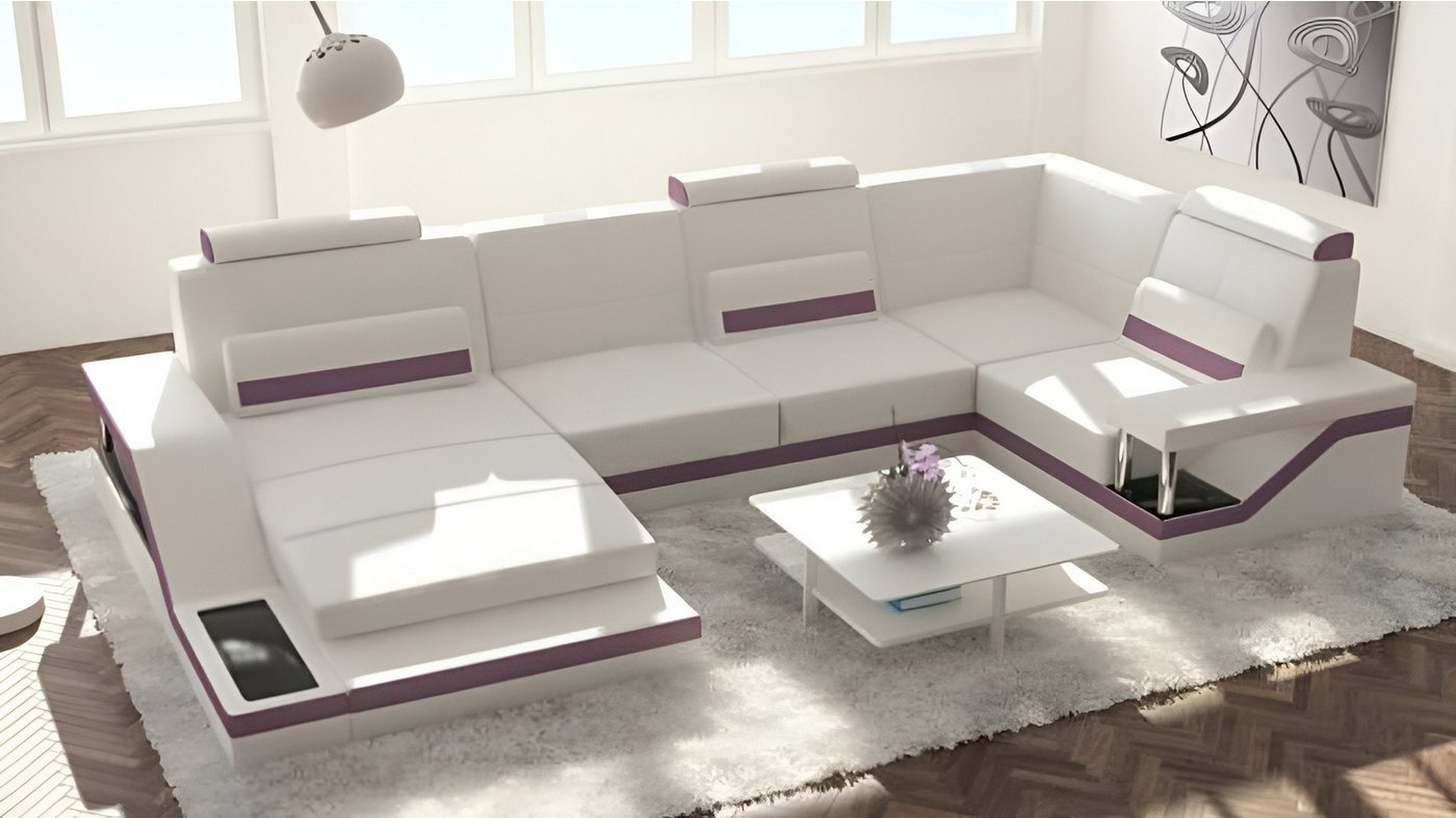 Xlmoebel Wohnlandschaft Sofa mit USB-Anschluss und Eckpolsterung in Textil, Leder und Stoff, Hergestellt in Europa von Xlmoebel
