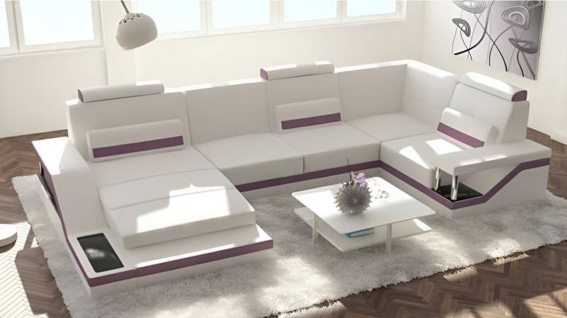 Xlmoebel Wohnlandschaft Sofa mit USB-Anschluss und Eckpolsterung in Textil, Leder und Stoff, Hergestellt in Europa von Xlmoebel