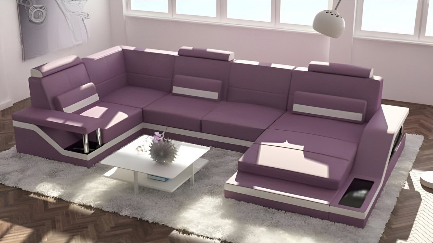 Xlmoebel Wohnlandschaft Sofa mit USB-Anschluss und Eckpolsterung in Textil, Leder und Stoff, Hergestellt in Europa von Xlmoebel