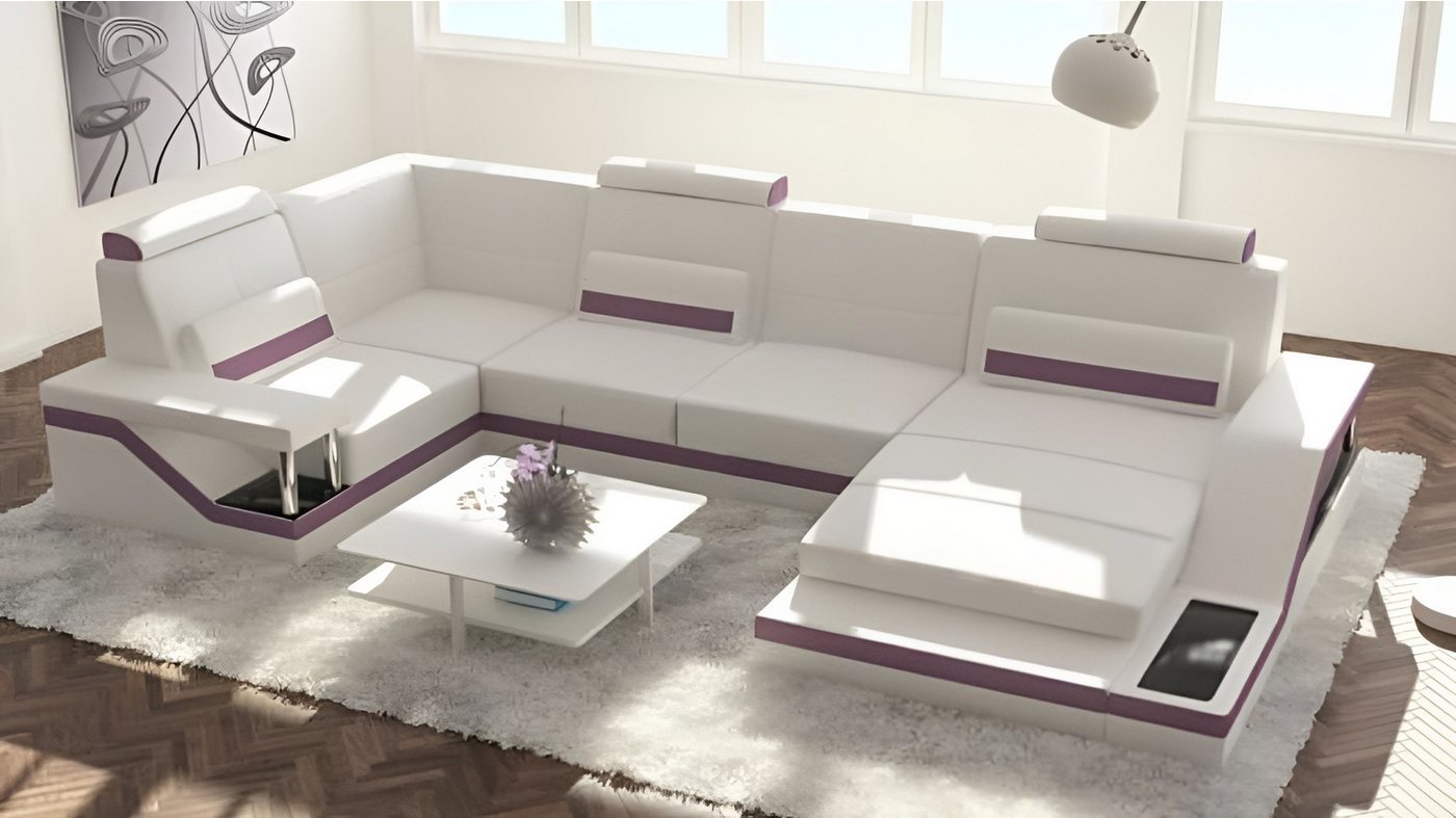 Xlmoebel Wohnlandschaft Sofa mit USB-Anschluss und Eckpolsterung in Textil, Leder und Stoff, Hergestellt in Europa von Xlmoebel