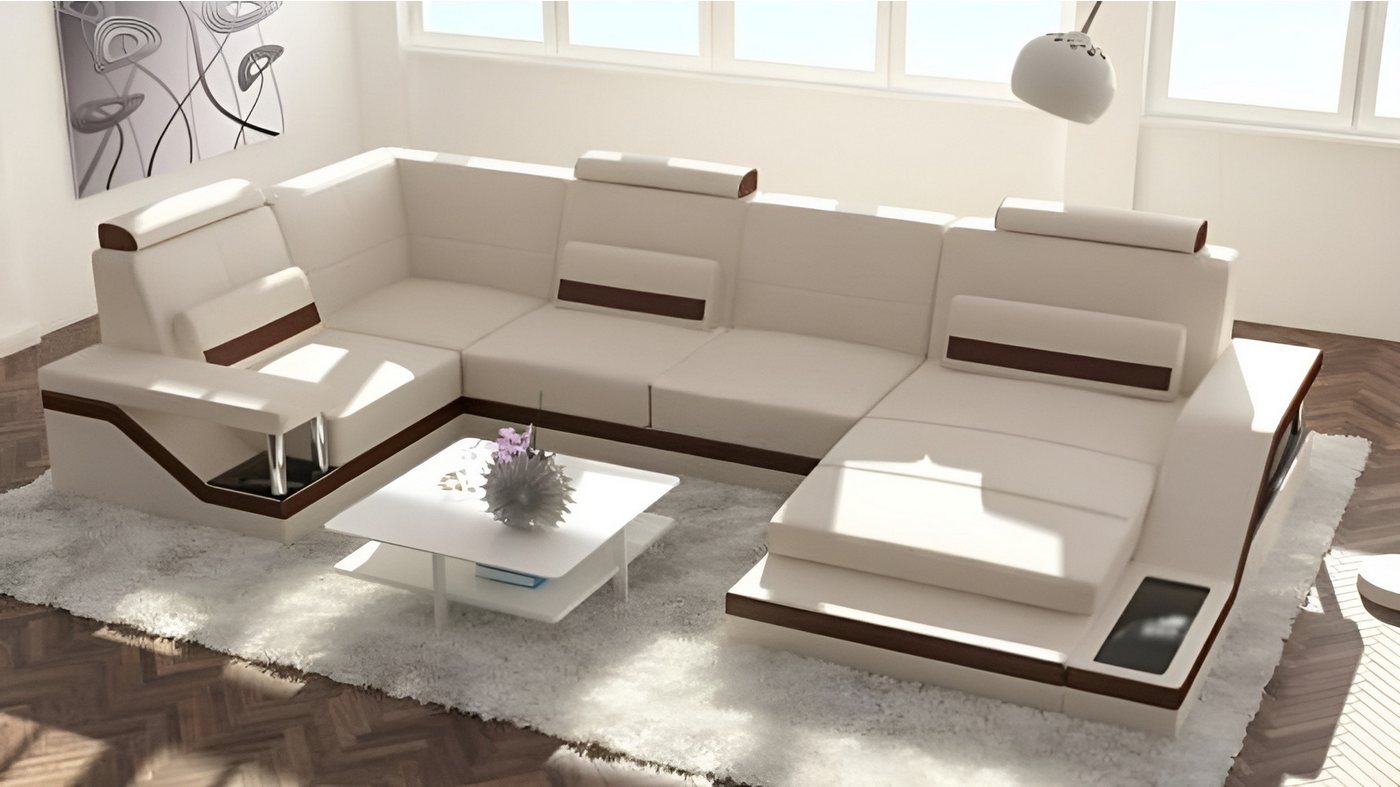 Xlmoebel Wohnlandschaft Sofa mit USB-Anschluss und Eckpolsterung in Textil, Leder und Stoff, Hergestellt in Europa Xlmoebel Wohnlandschaft Sofa mit USB-Anschluss und Eckpolsterung in Textil, Leder und Stoff, Hergestellt in Europa von Xlmoebel