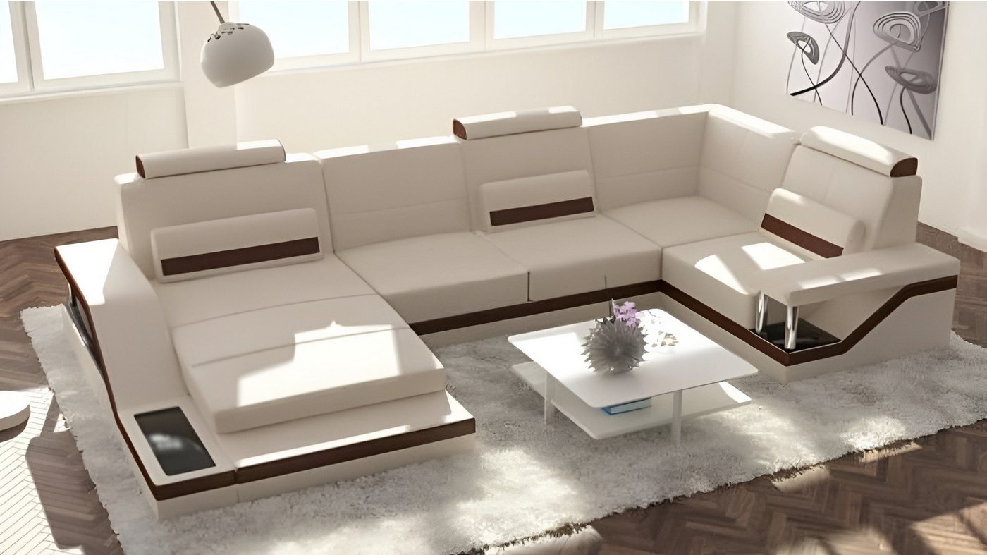 Xlmoebel Wohnlandschaft Sofa mit USB-Anschluss und Eckpolsterung in Textil, Leder und Stoff, Hergestellt in Europa von Xlmoebel
