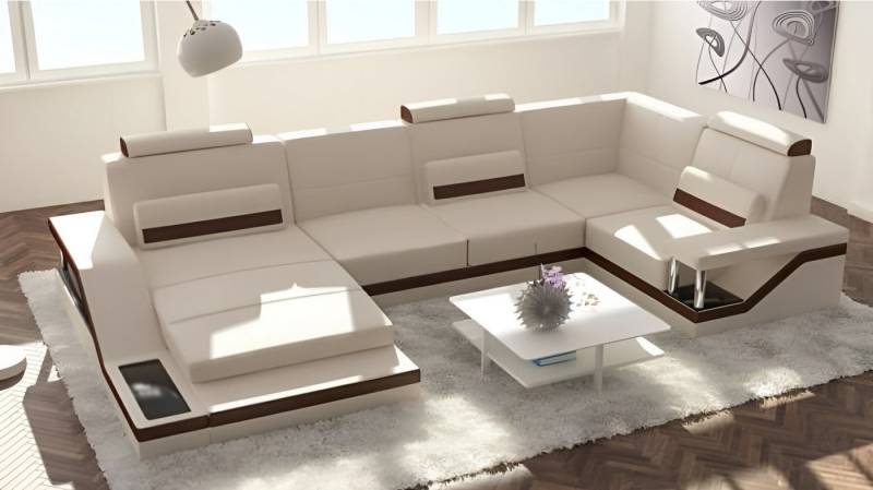 Xlmoebel Wohnlandschaft Sofa mit USB-Anschluss und Eckpolsterung in Textil, Leder und Stoff, Hergestellt in Europa von Xlmoebel