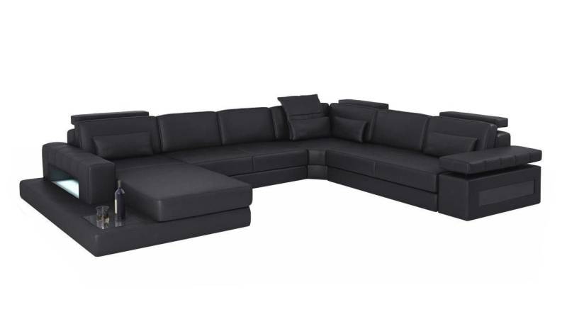 Xlmoebel Wohnlandschaft Wohnlandschaft mit Schlaffunktion aus Leder in U-Form - Ecksofa Textil, Hergestellt in Europa von Xlmoebel