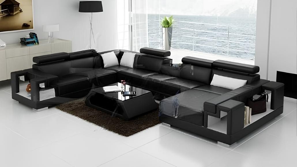 Xlmoebel Wohnlandschaft XXL Ecksofa mit Lederverarbeitung und integriertem USB-Anschluss, Hergestellt in Europa Xlmoebel Wohnlandschaft XXL Ecksofa mit Lederverarbeitung und integriertem USB-Anschluss, Hergestellt in Europa von Xlmoebel