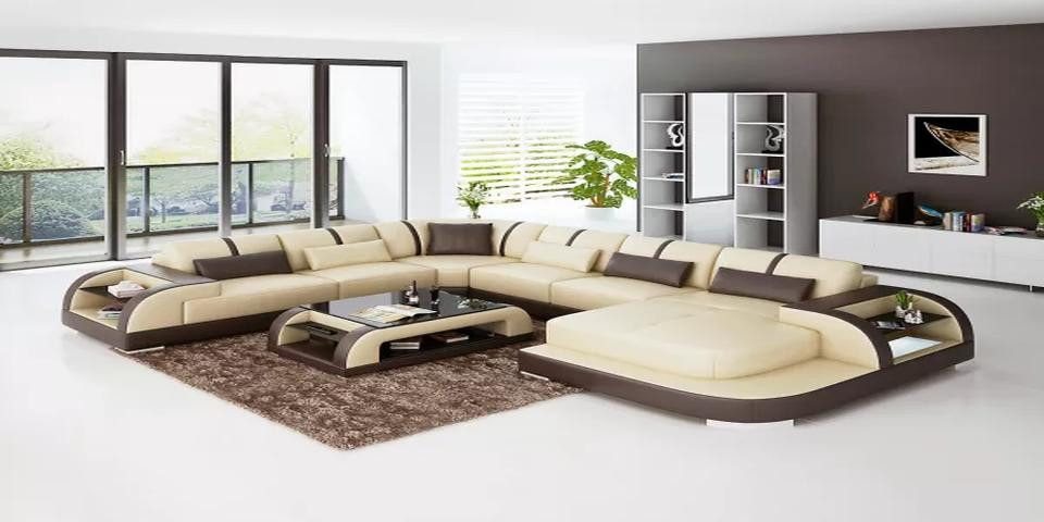 Xlmoebel Wohnlandschaft großes Ledersofa für das Wohnzimmer im modernen Design, Hergestellt in Europa von Xlmoebel