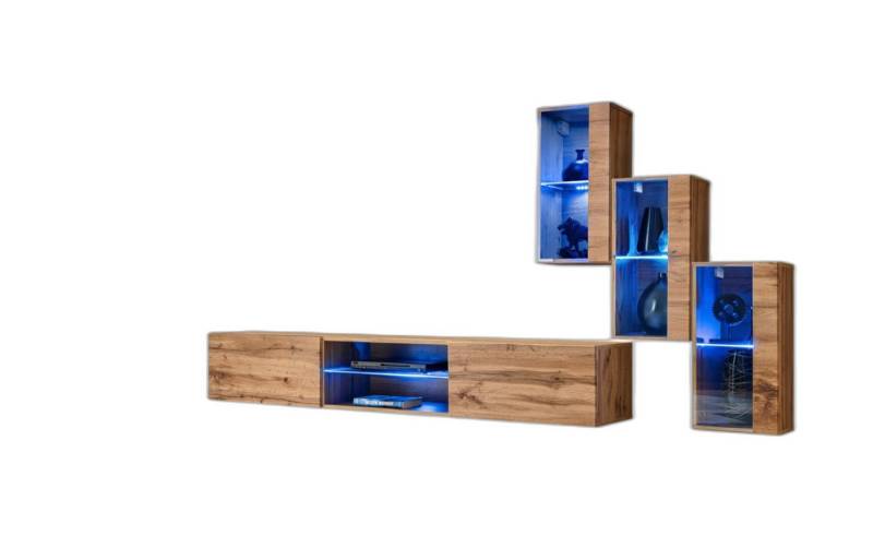 Xlmoebel Wohnwand Aktuelle Wohnwand Entwerfer 4-teilig TV Halter 3x Hängeschrank Möbel, (4-St., TV Ständer + 3x Hänge Vitrine), Hergestellt in Europa von Xlmoebel