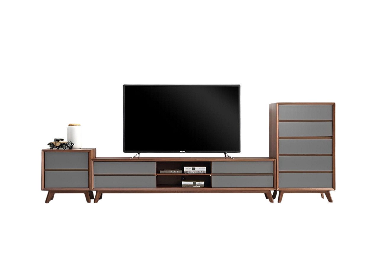 Xlmoebel Wohnwand Designer Wohnzimmer Sideboard aus Holz in Italienisch-Stil, (3-St., Wohnwand), Hergestellt in Europa von Xlmoebel