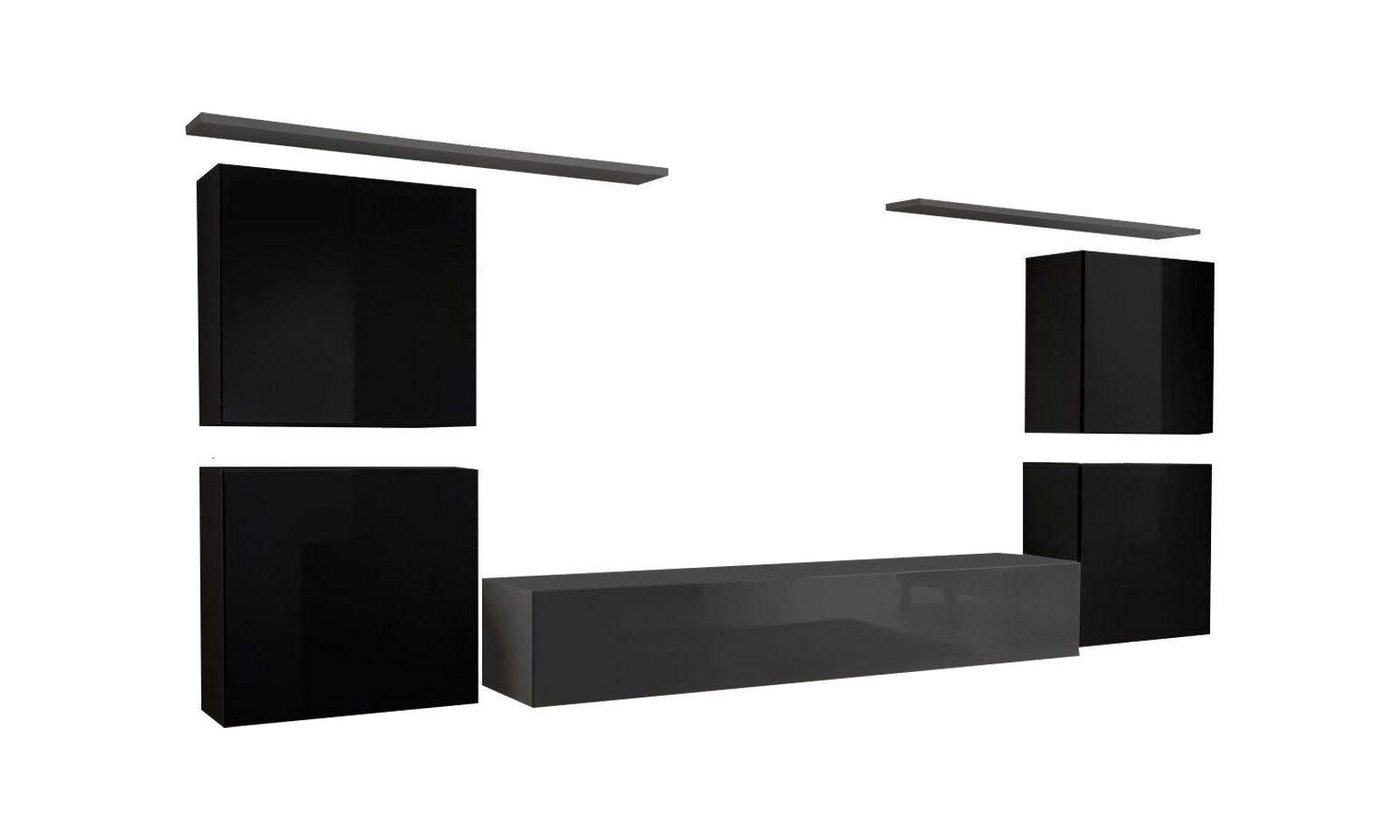 Xlmoebel Wohnwand Edelmöbel Set Bücherwand Wohnkombination Holz komplett 4x Schrank, (7-St., 1x Wohnwand + 1x TV Ständer + 4x Wandschrank + 2x Wandregal), Hergestellt in Europa von Xlmoebel