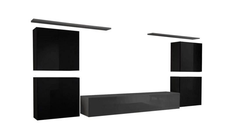 Xlmoebel Wohnwand Edelmöbel Set Bücherwand Wohnkombination Holz komplett 4x Schrank, (7-St., 1x Wohnwand + 1x TV Ständer + 4x Wandschrank + 2x Wandregal), Hergestellt in Europa von Xlmoebel