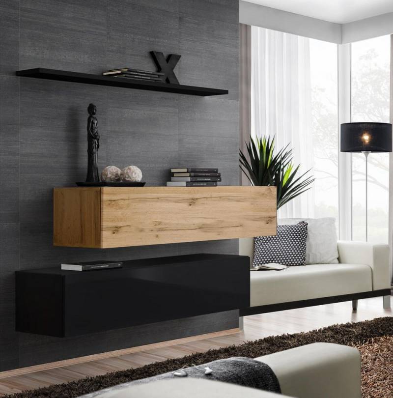 Xlmoebel Wohnzimmer-Set Exquisite Wohnkombination Wandregal Designer Set 3-teilig, (3-St., Nur 2x Wandschrank + Wandregal), Hergestellt in Europa von Xlmoebel