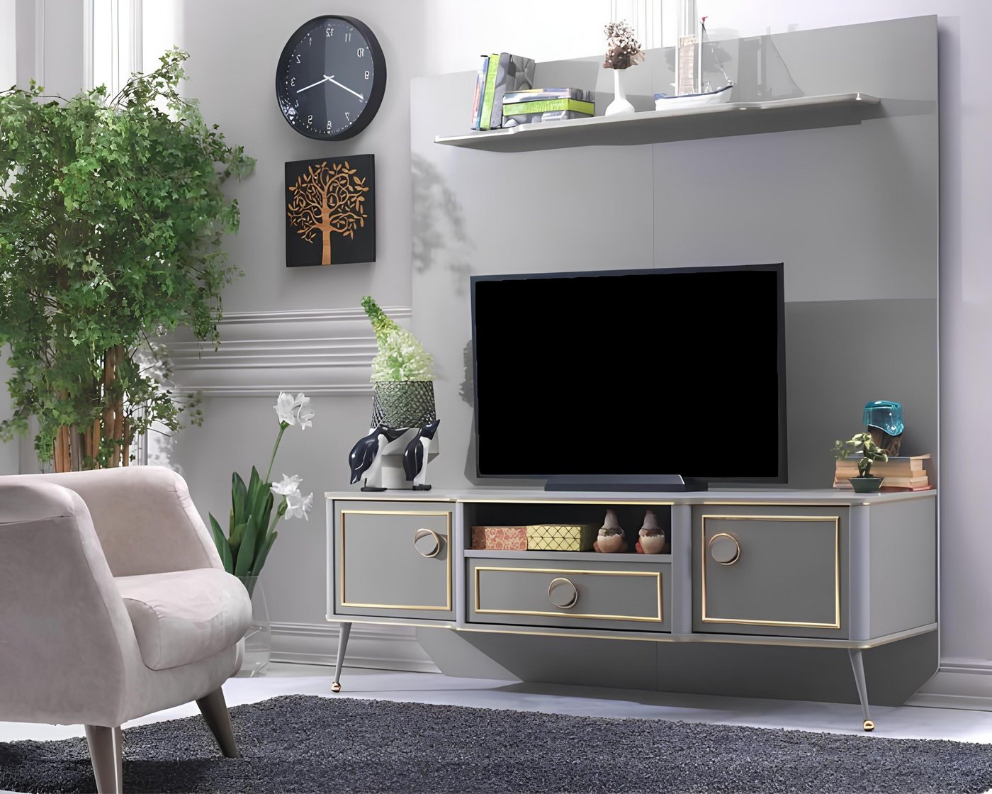 Xlmoebel Wohnwand Fernsehwand Wohnzimmermöbel TV Möbel TV Schrank Wohnzimmermöbel TV, (Wohnwand), Hergestellt in Europa von Xlmoebel