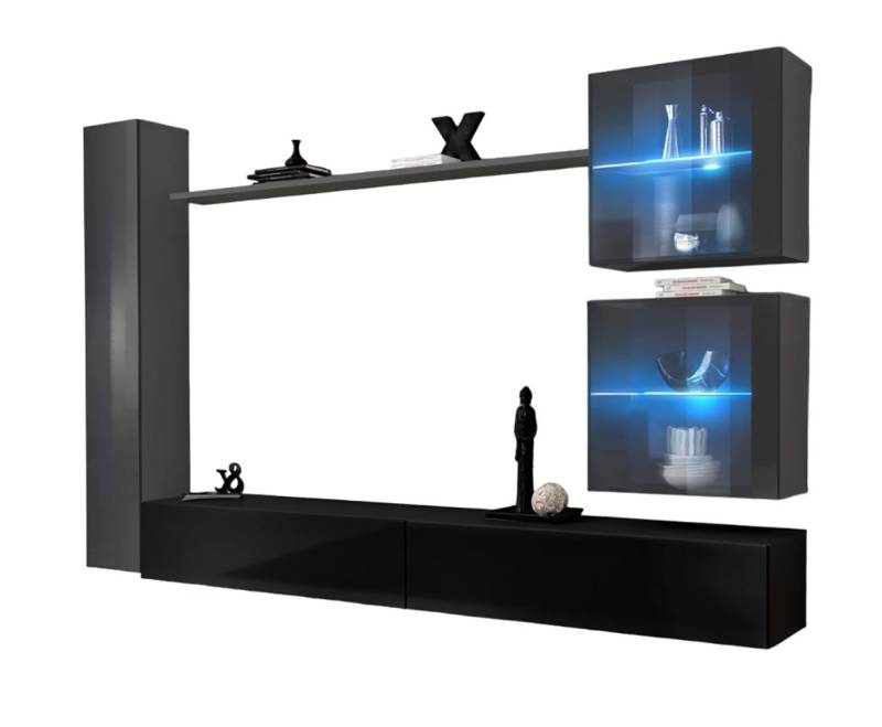 Xlmoebel Wohnwand Luxus Wohnwand Möbel Set 6tlg Designer Wohnraum 3x Schrank, (6-St), Hergestellt in Europa von Xlmoebel