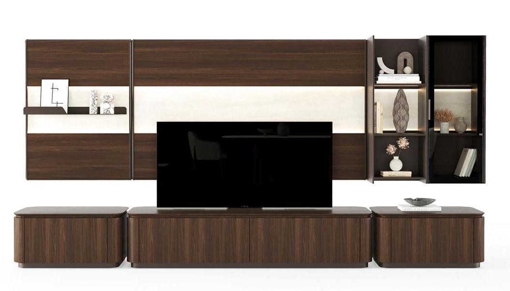 Xlmoebel Wohnwand Moderne Braun TV-Möbelwand für das Wohnzimmer mit funktionaler, (TV-Wand), Hergestellt in Europa von Xlmoebel