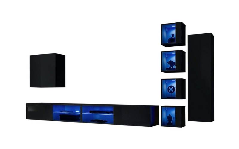 Xlmoebel Wohnwand Moderne Designer-Wohnwand aus Holz Möbel Set TV-Regal Wandschrank, (8-St., 2x TV Ständer + 6x Wandschrank), Hergestellt in Europa von Xlmoebel