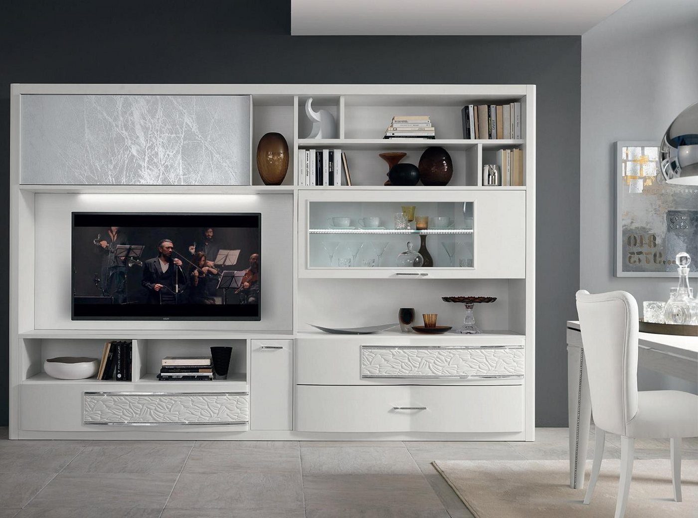 Xlmoebel Wohnwand Moderne Holzdesign-Wohnwand mit TV-Wandschrank, Sideboard, (RTV-Wand), Hergestellt in Europa von Xlmoebel